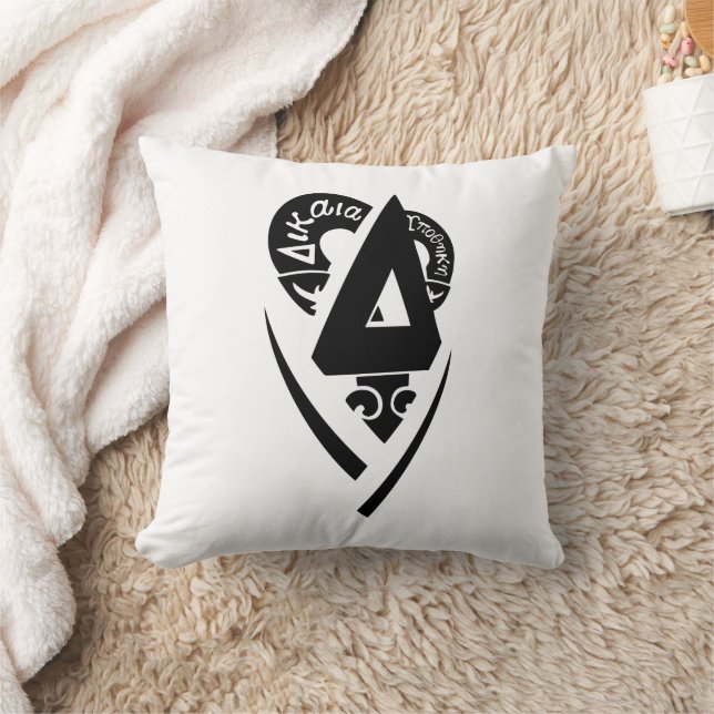 Delta Upsilon Fraternity Stylized Delta Logo B&W Throw Pillow (Blanket)