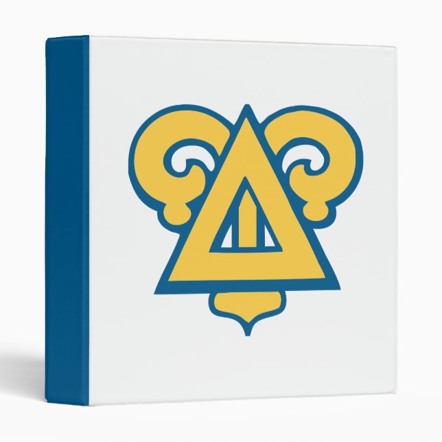 Delta Upsilon Fraternity Triangle Blue & Gold 3 Ring Binder (Front/Spine)
