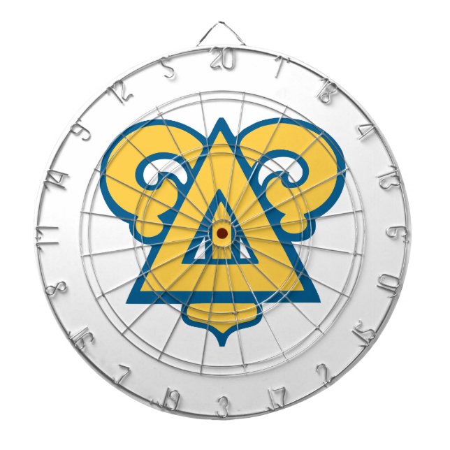 Delta Upsilon Fraternity Triangle Blue & Gold Dart Board (Front)