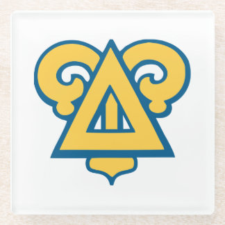 Delta Upsilon Fraternity Triangle Blue & Gold Glass Coaster