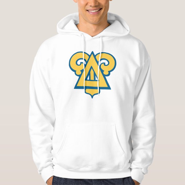 Delta Upsilon Fraternity Triangle Blue & Gold Hoodie (Front)