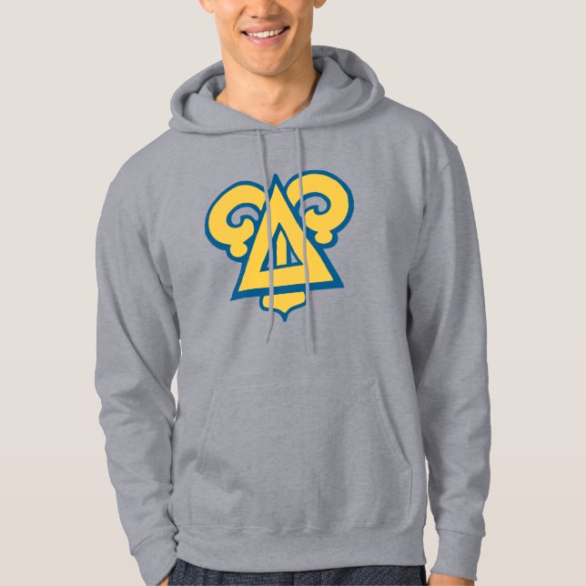 Delta Upsilon Fraternity Triangle Blue & Gold Hoodie (Front)