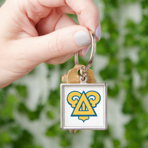 Delta Upsilon Fraternity Triangle Blue & Gold Keychain