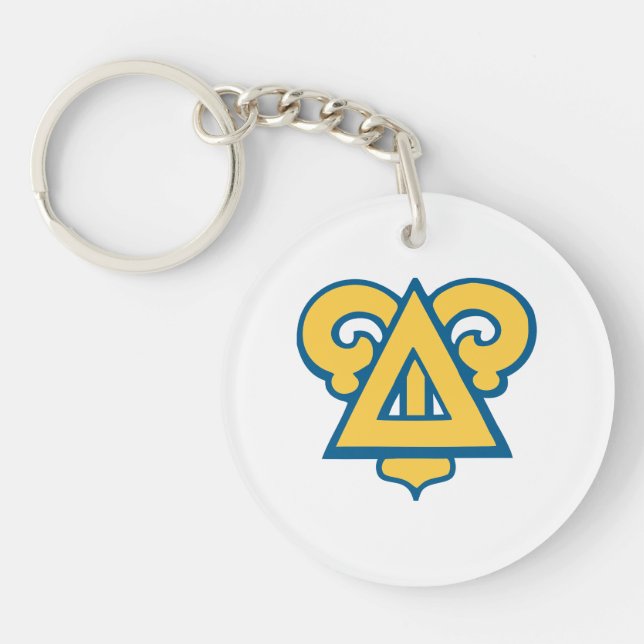 Delta Upsilon Fraternity Triangle Blue & Gold Keychain (Front)