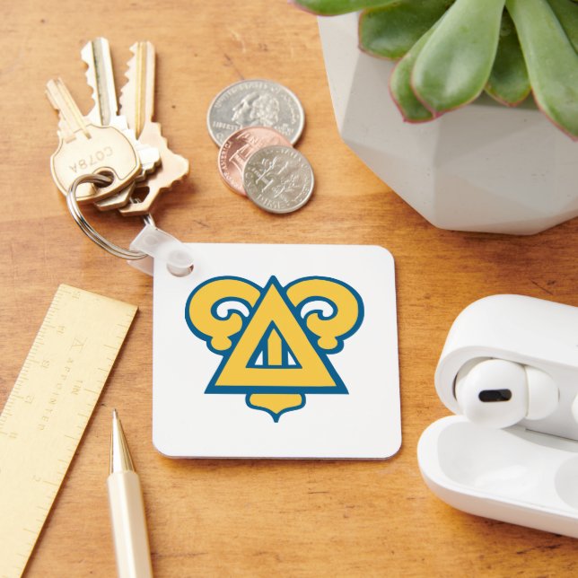 Delta Upsilon Fraternity Triangle Blue & Gold Keychain (Desk)