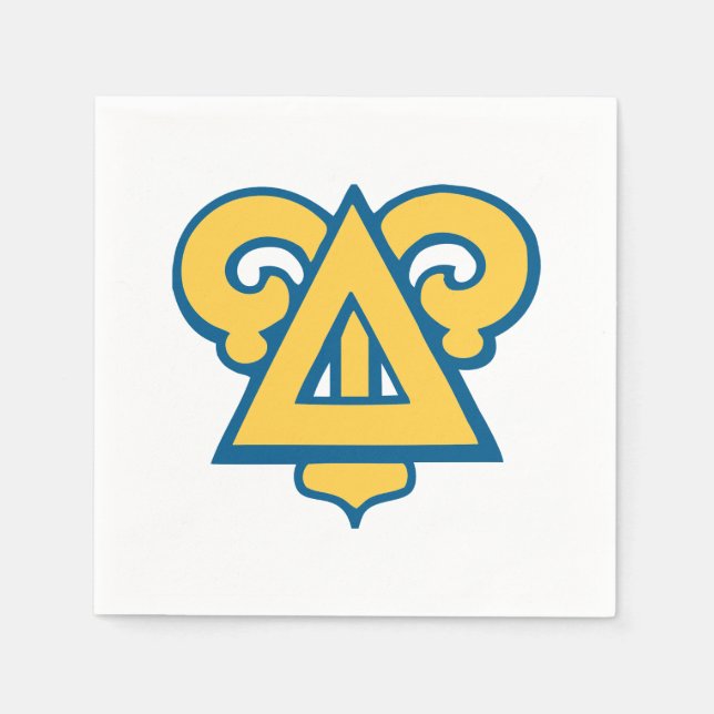 Delta Upsilon Fraternity Triangle Blue & Gold Napkins (Front)