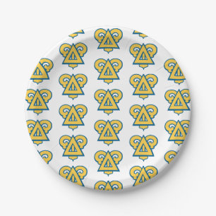 Delta Upsilon Fraternity Triangle Blue & Gold Paper Plates