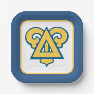 Delta Upsilon Fraternity Triangle Blue & Gold Paper Plates