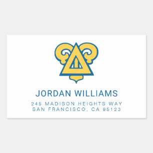 Delta Upsilon Fraternity Triangle Blue & Gold Rectangular Sticker