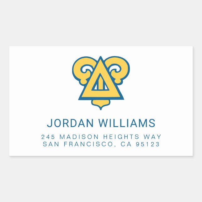 Delta Upsilon Fraternity Triangle Blue & Gold Rectangular Sticker (Front)