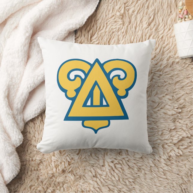Delta Upsilon Fraternity Triangle Blue & Gold Throw Pillow (Blanket)