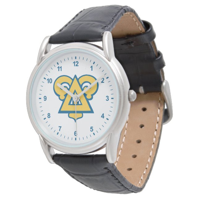Delta Upsilon Fraternity Triangle Blue & Gold Watch (Angled)