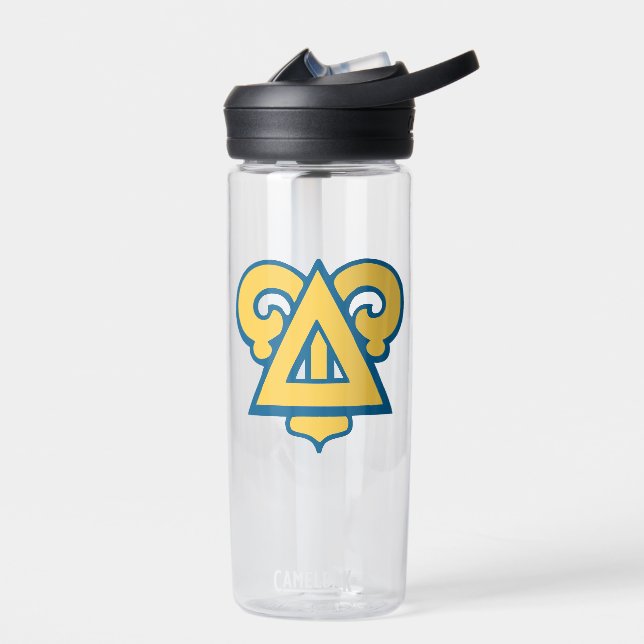 Delta Upsilon Fraternity Triangle Blue & Gold Water Bottle (Left)
