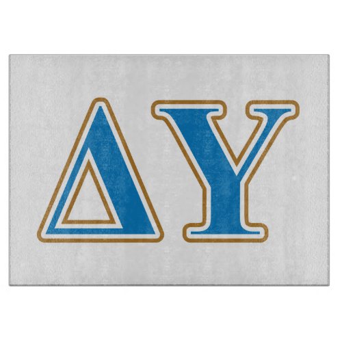 Delta Upsilon Gold and Sapphire Blue Letters Cutting Board