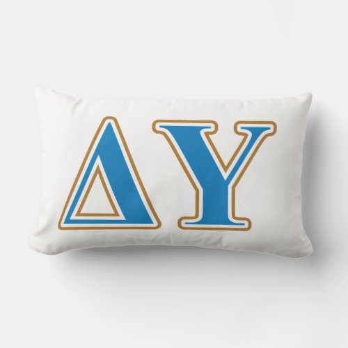 Delta Upsilon Gold and Sapphire Blue Letters Lumbar Pillow