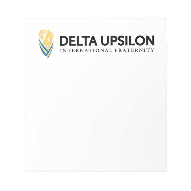 Delta Upsilon International Fraternity Logo B&W Notepad (Front)