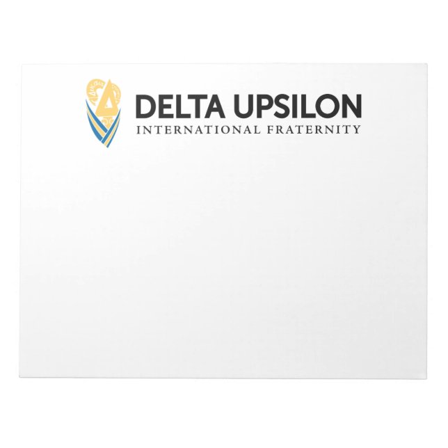 Delta Upsilon International Fraternity Logo B&W Notepad (Front)