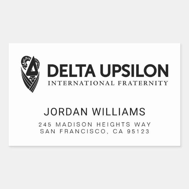 Delta Upsilon International Fraternity Logo B&W Rectangular Sticker (Front)