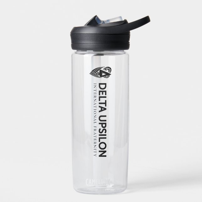 Delta Upsilon International Fraternity Logo B&W Water Bottle (Left)