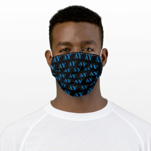 Delta Upsilon Sapphire Blue Letters Adult Cloth Face Mask