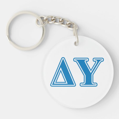 Delta Upsilon Sapphire Blue Letters Keychain