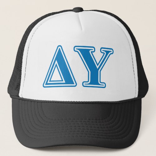 Delta Upsilon Sapphire Blue Letters Trucker Hat