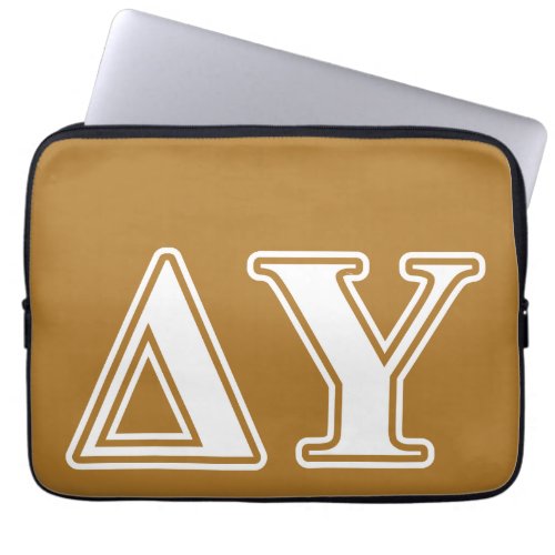 Delta Upsilon White and Gold Letters Laptop Sleeve