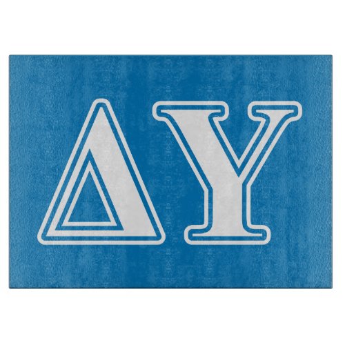 Delta Upsilon White and Sapphire Blue Letters Cutting Board