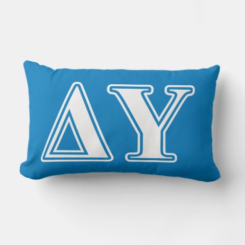 Delta Upsilon White and Sapphire Blue Letters Lumbar Pillow