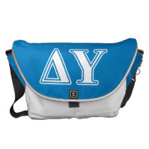 Delta Upsilon White and Sapphire Blue Letters Messenger Bag