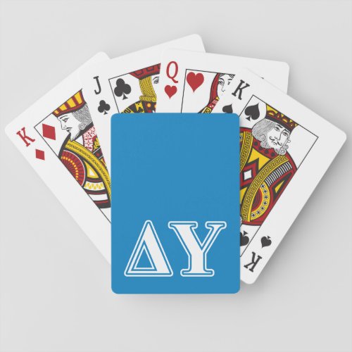 Delta Upsilon White and Sapphire Blue Letters Playing Cards