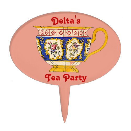 DELTA  VINTAGE Tea Cup  Tea Party  Cake Topper