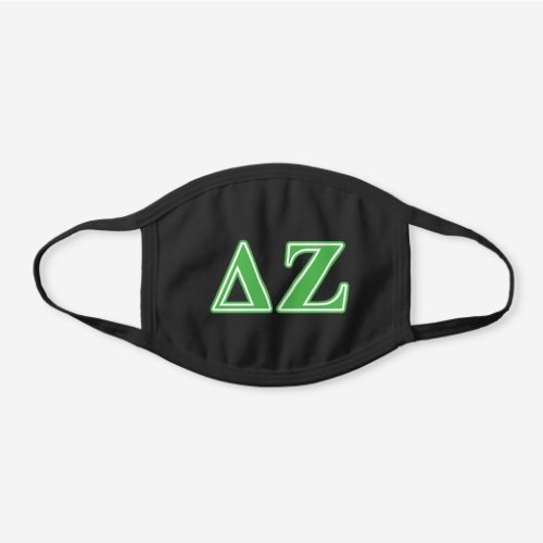 Delta Zeta Green Letters Black Cotton Face Mask