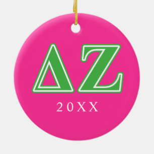 Delta Zeta Green Letters Ceramic Ornament