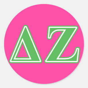 Delta Zeta Green Letters Classic Round Sticker