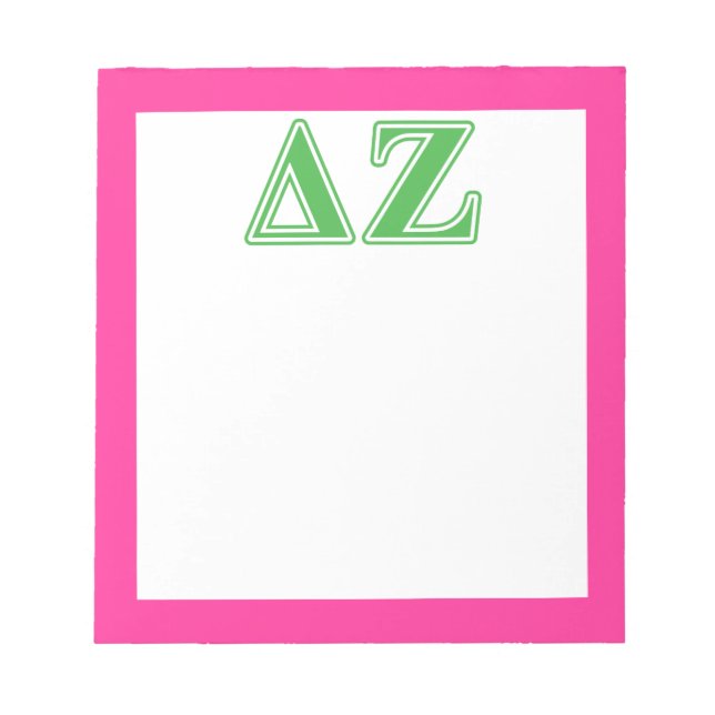 Delta Zeta Green Letters Notepad (Front)