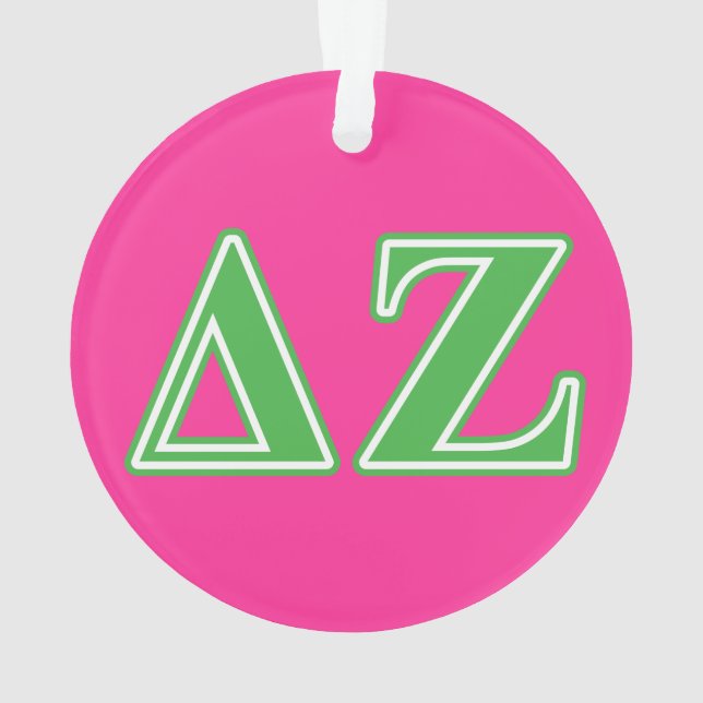 Delta Zeta Green Letters Ornament (Back)
