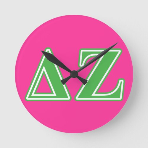 Delta Zeta Green Letters Round Clock