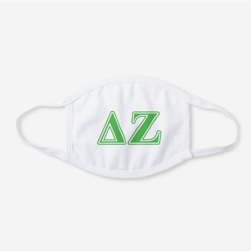 Delta Zeta Green Letters White Cotton Face Mask