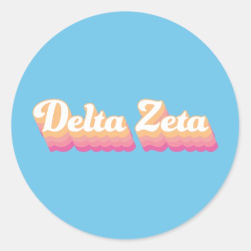 Delta Zeta  Groovy Script Classic Round Sticker