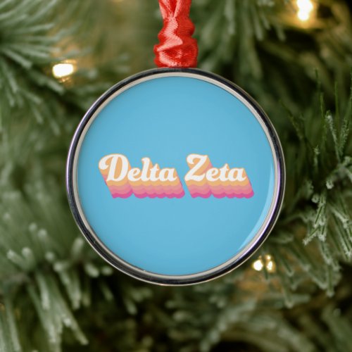 Delta Zeta  Groovy Script Metal Ornament