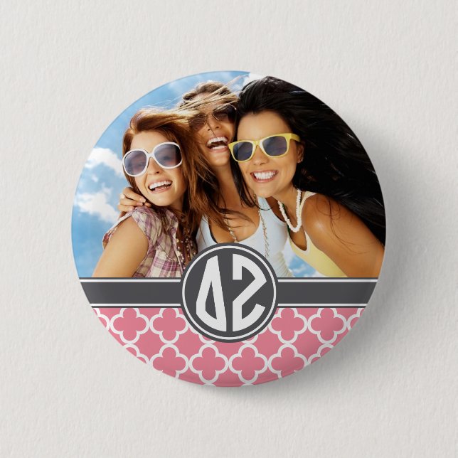 Delta Zeta | Monogram and Photo Pinback Button (Front)