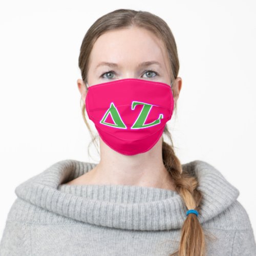 Delta Zeta Pink and Green Letters Adult Cloth Face Mask
