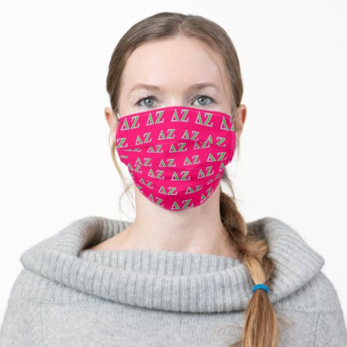 Delta Zeta Pink and Green Letters Adult Cloth Face Mask