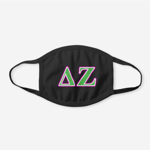 Delta Zeta Pink and Green Letters Black Cotton Face Mask
