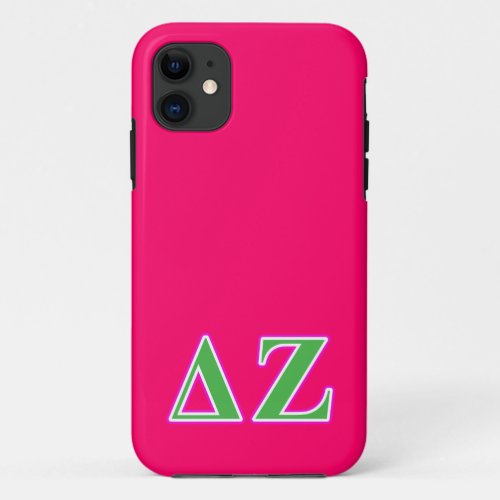 Delta Zeta Pink and Green Letters iPhone 11 Case
