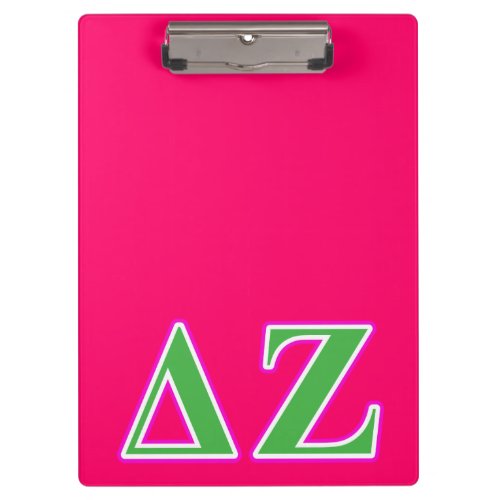Delta Zeta Pink and Green Letters Clipboard