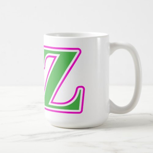 Delta Zeta Pink and Green Letters Coffee Mug