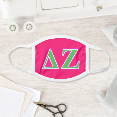 Delta Zeta Pink and Green Letters Face Mask