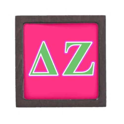 Delta Zeta Pink and Green Letters Keepsake Box